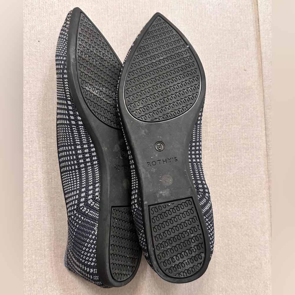 Rothy's Black and Blue Flats Glen Plaid Retired Unicorn - Picture 3 of 7